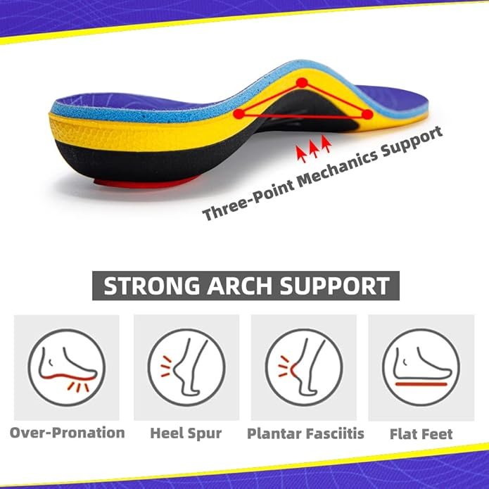 Heavy Duty Support Pain Relief Orthotics Plantar Fasciitis High Arch Support Insoles for Men Women - Image 3
